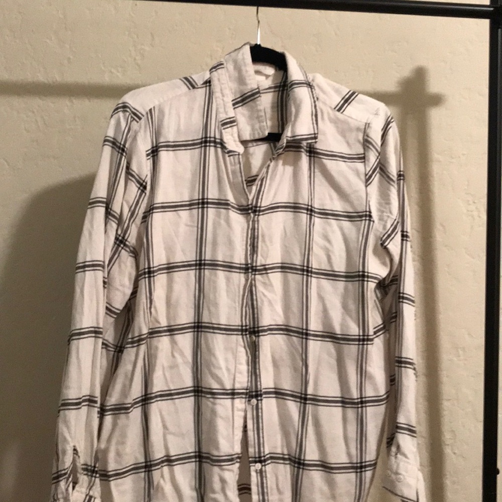 White & dark grey soft button up shirt